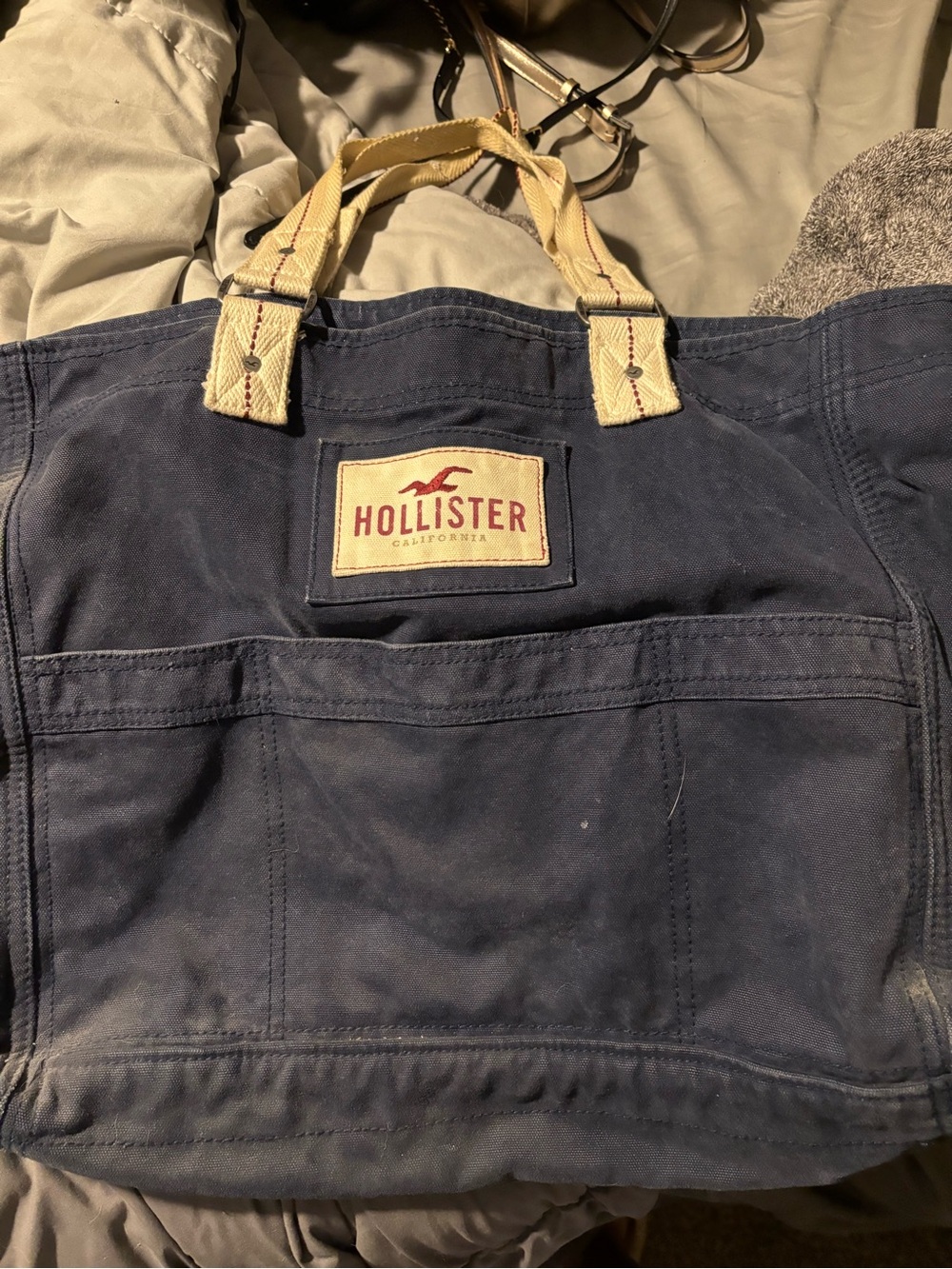 Hollister Navy Canvas Tote